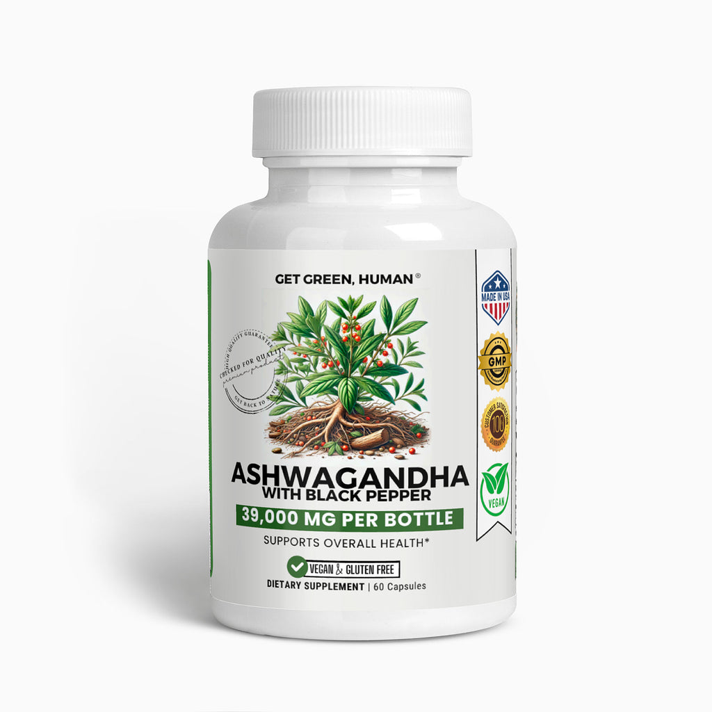 Ashwagandha w/Black Pepper (Adaptogen Capsules) – Get Green, Human