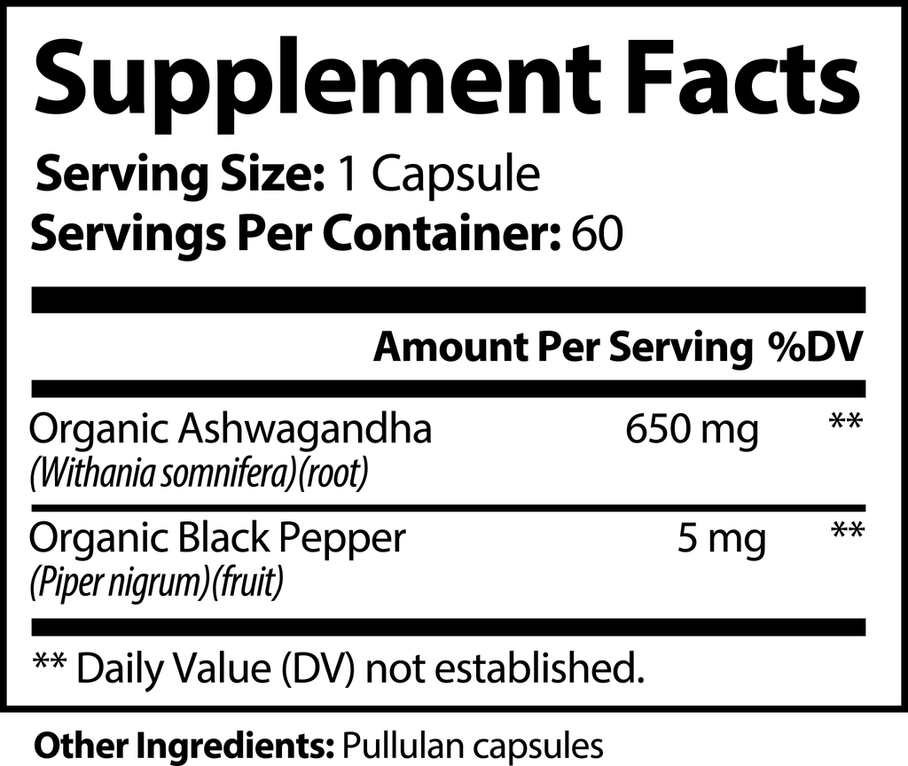 Ashwagandha w/Black Pepper (Adaptogen Capsules)