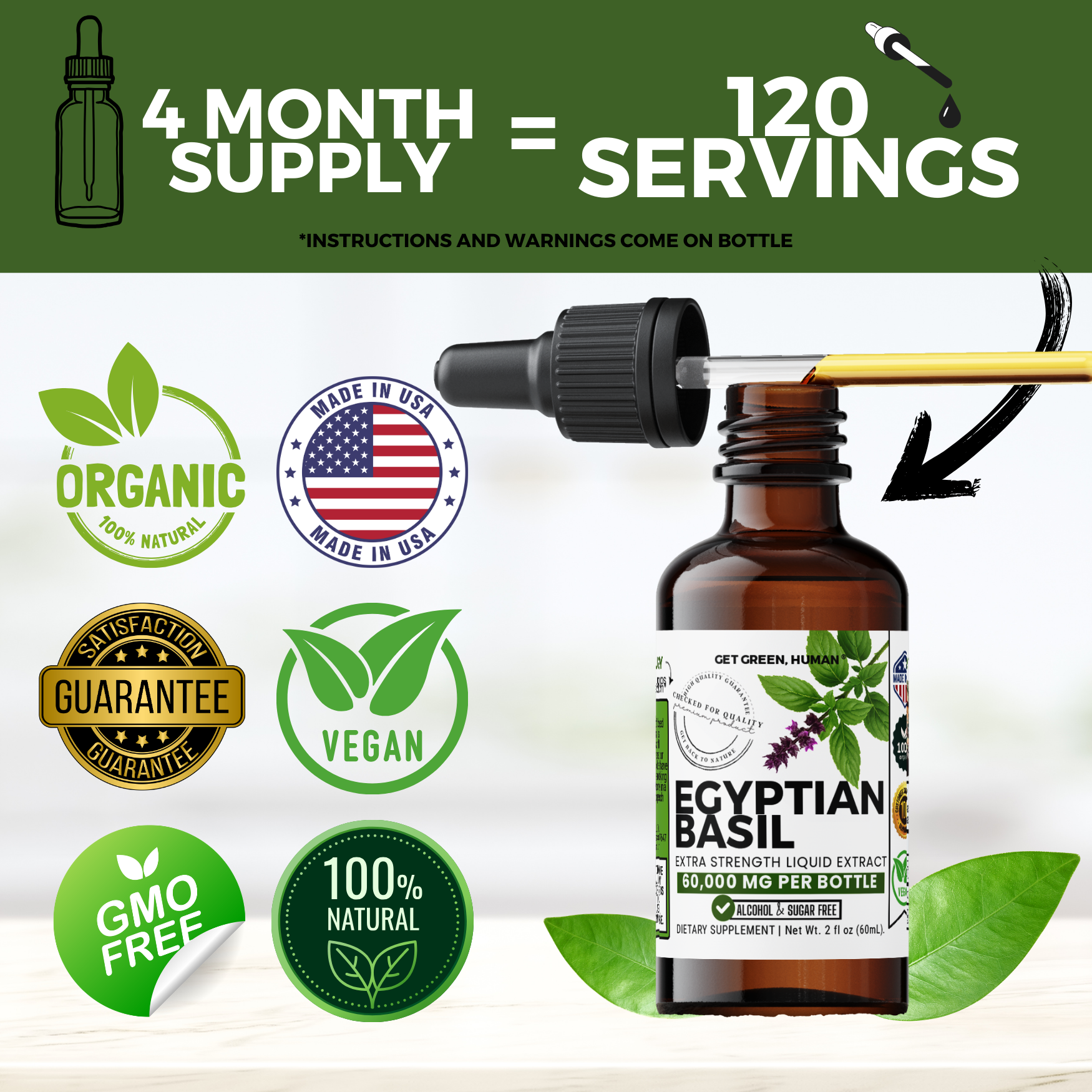 Egyptian Basil Tincture | Stress, Focus & Immune Support