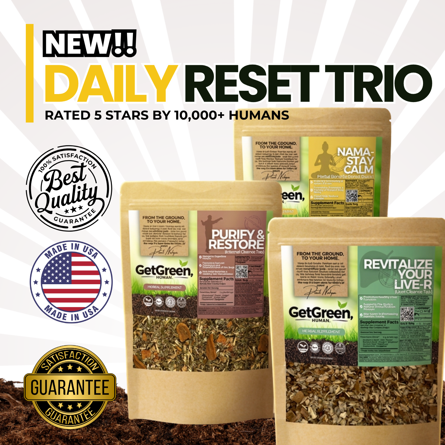 Daily Reset Trio Bundle | Calm Tea + Liver Tea + Cleanse Tea Set